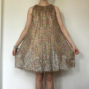 Rina Dhaka Sheer Mini Sleeveless Beaded Swing/Trapeze Dress